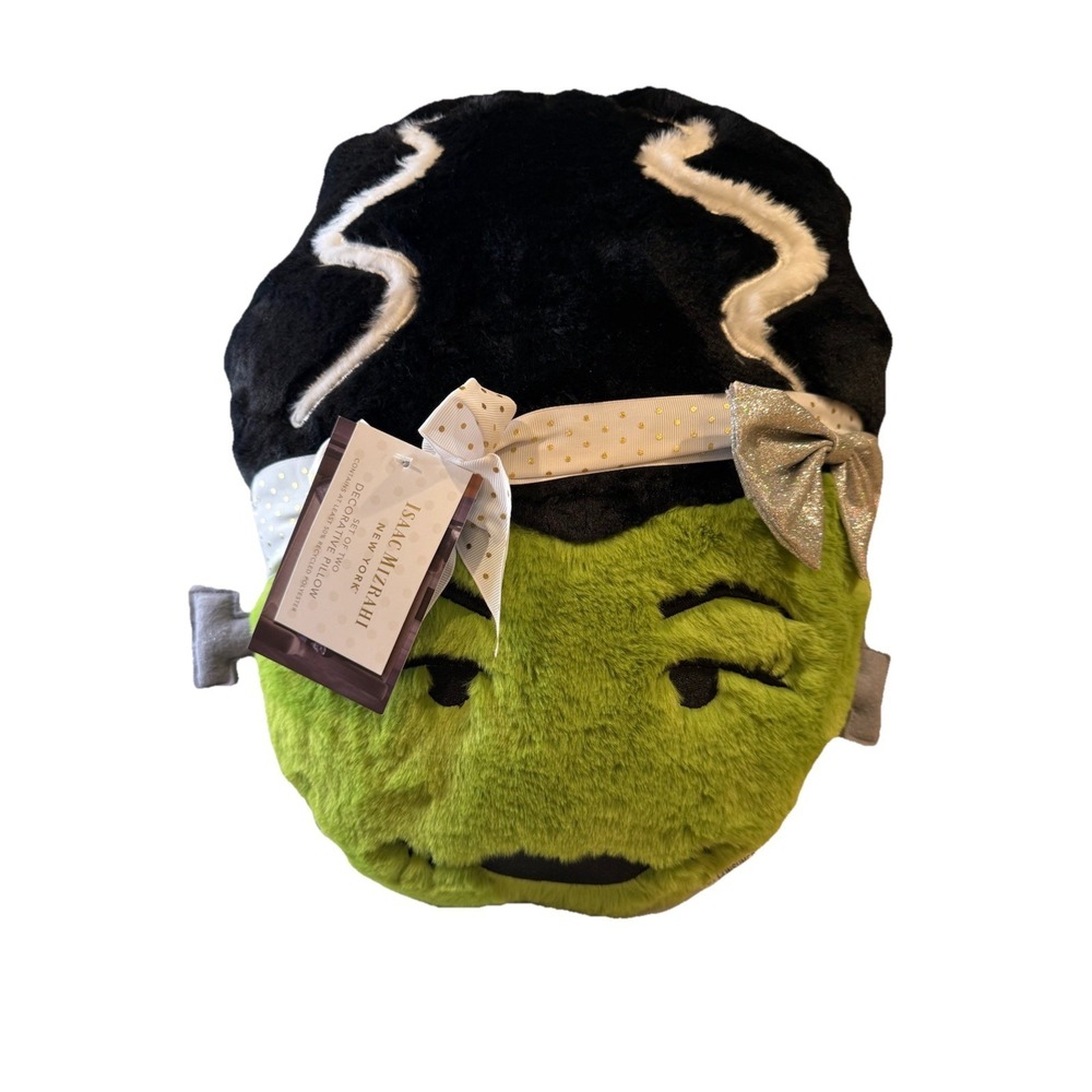 2 Isaac Mizrahi Halloween Frankenstein Bride&Groom Of Frankenstein Pillows VIRAL